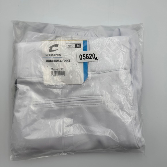 Champro Triple Crown‎ Classic Cut Baseball Pant White Black Pipe Adult Sz Medium - Picture 1 of 5